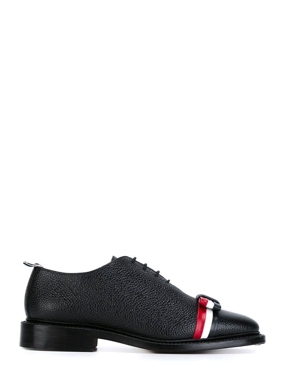 Pebble Grain Bow Wholecut Shoes (Black)