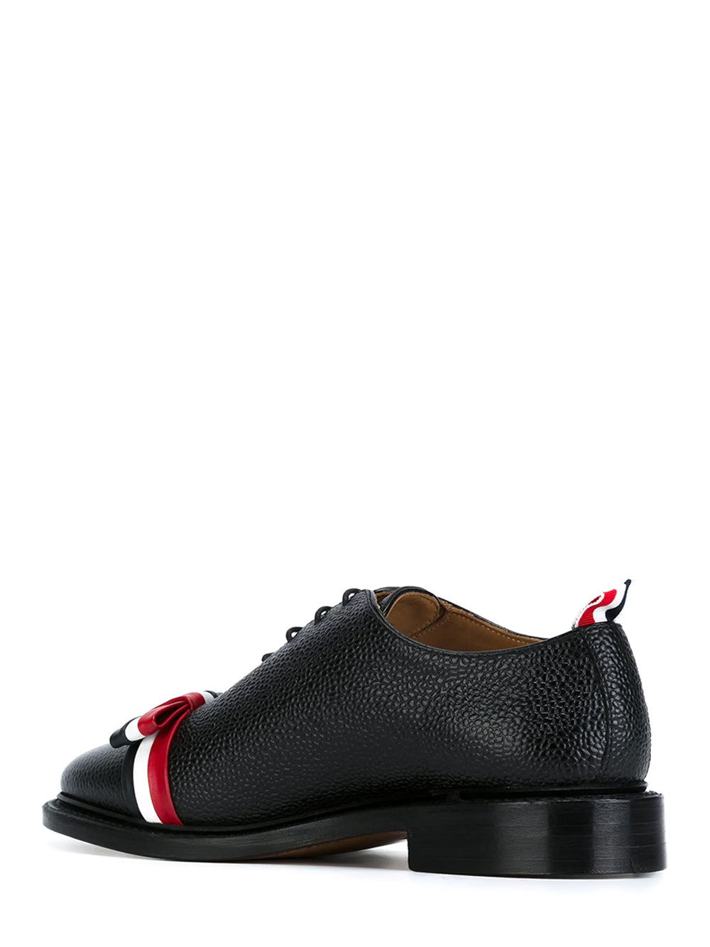 Pebble Grain Bow Wholecut Shoes (Black)