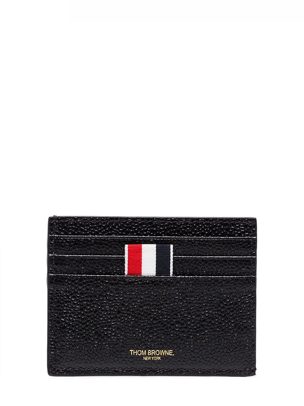 Pebble Grain Leather Debossed 4-Bar Card Holder With Note Compartment (Black)