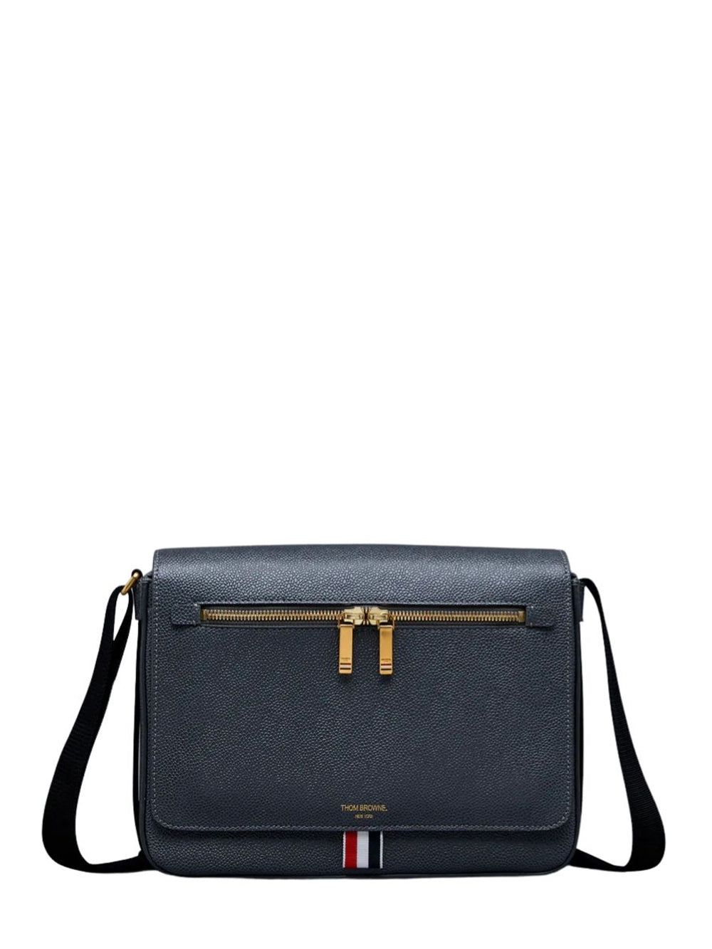 Pebble Grain Leather Reporter Bag (Dark Grey)