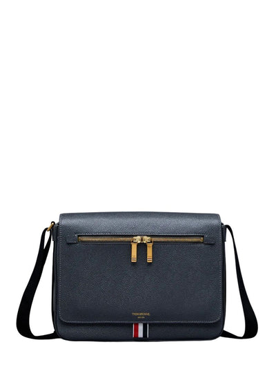 Pebble Grain Leather Reporter Bag (Dark Grey)