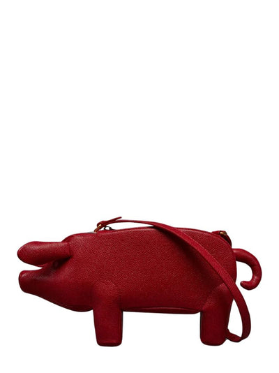Pebble Grain Pig Baguette Bag (Red)