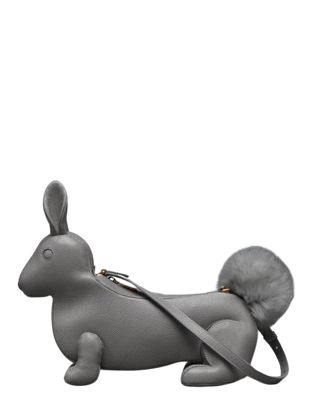 Pebble Grain Rabbit Baguette Bag (Light Grey)