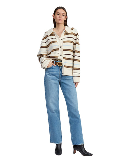 Peggy Striped Oversized Cardigan (Ivory Multi)