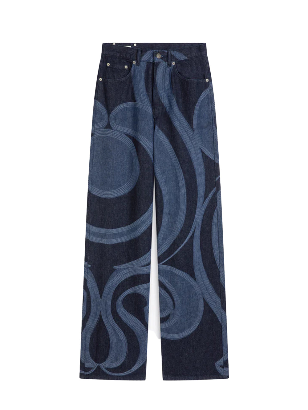 Peyton Laser Print Wide Leg Jeans (Indigo)