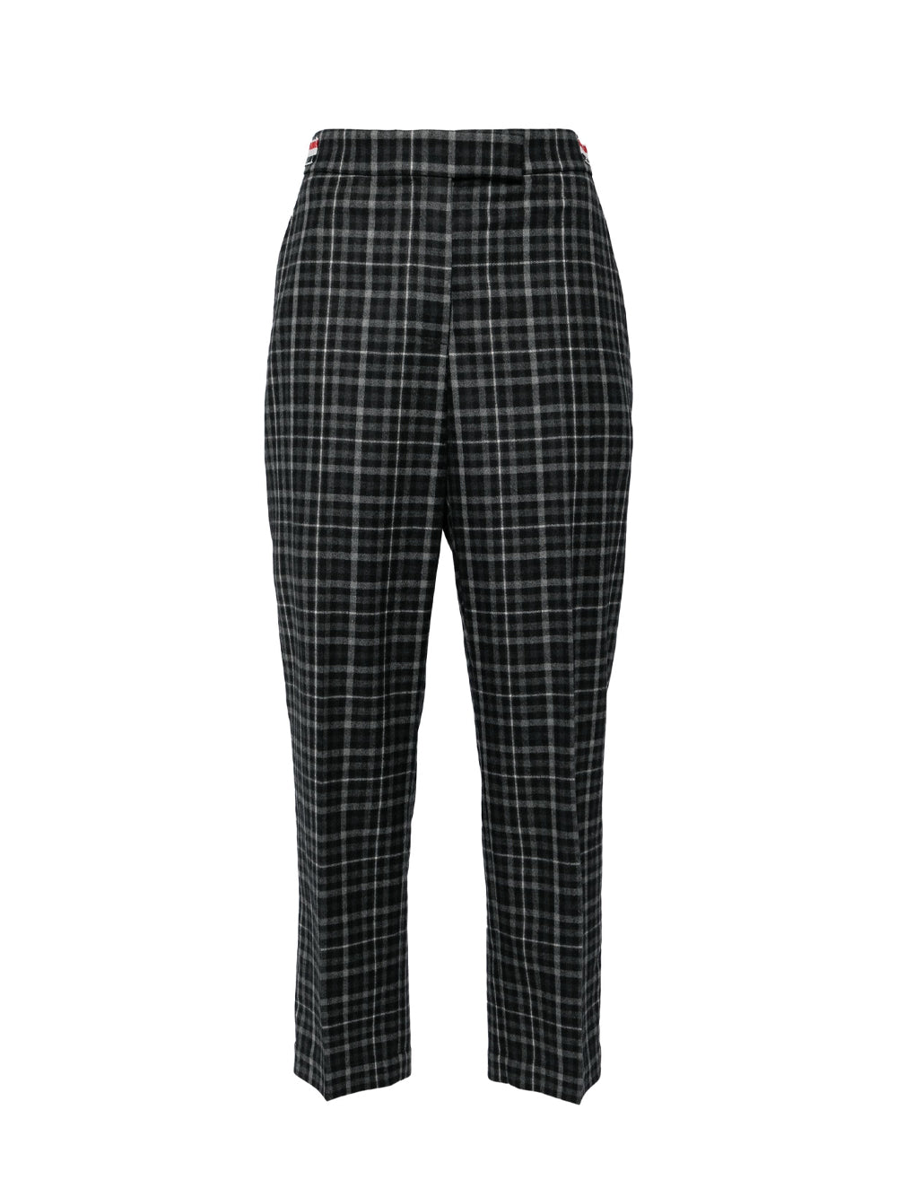 Plaid-Check Tailored Trousers (Charcoal)