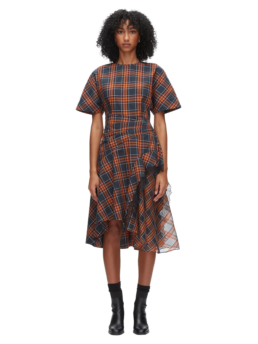 Plaid Mix Draped Dress (Dusk Multi)