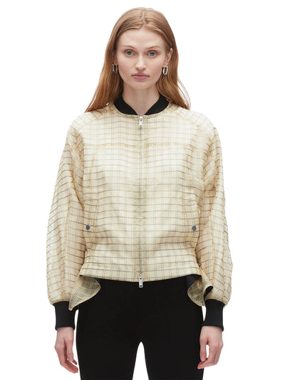Plaid Organza Bomber Jacket (Hay Multi)