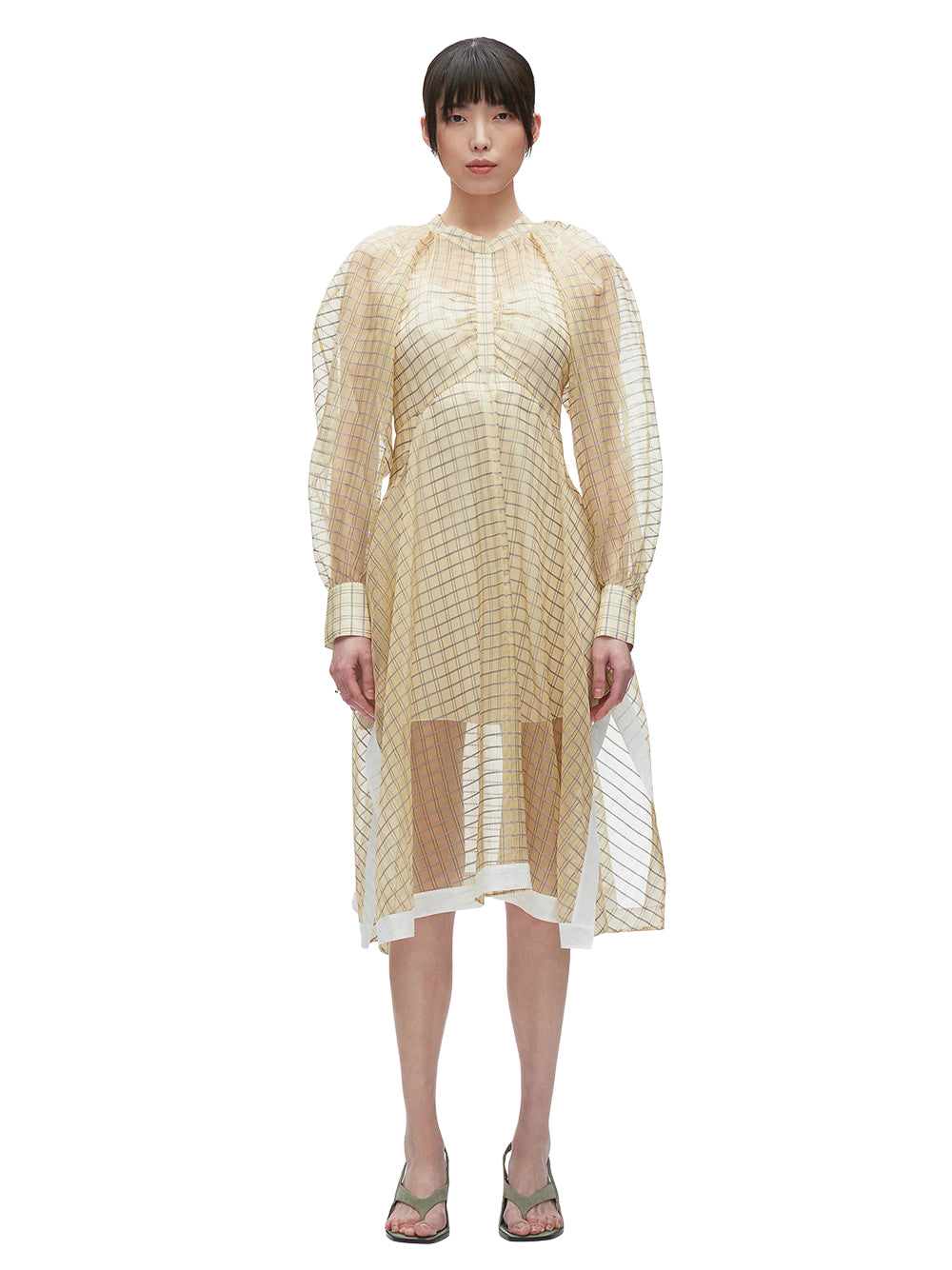 Plaid Organza Flounce Hem Dress (Hay Multi)