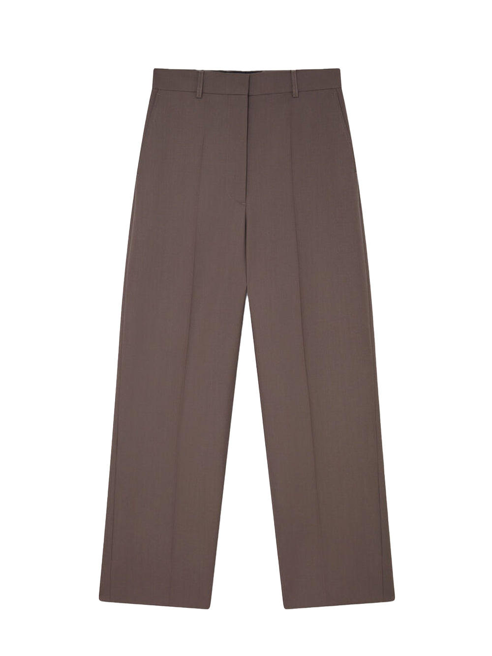 Pleated Low-Rise Trousers (Taupe Brown)