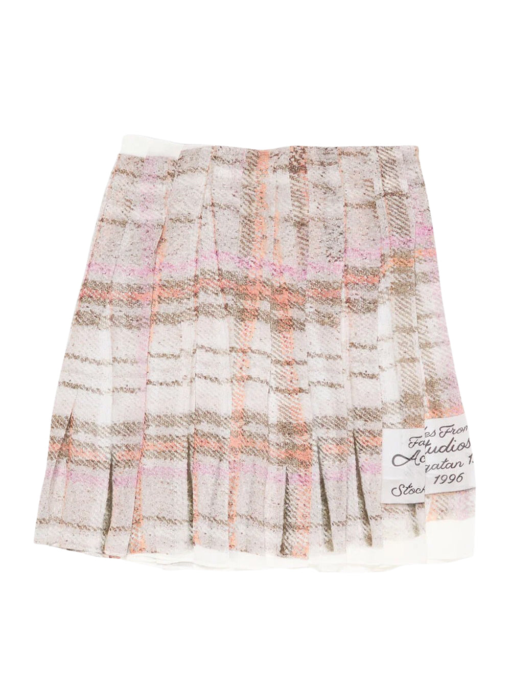 Pleated Print Skirt (Grey/Pink)