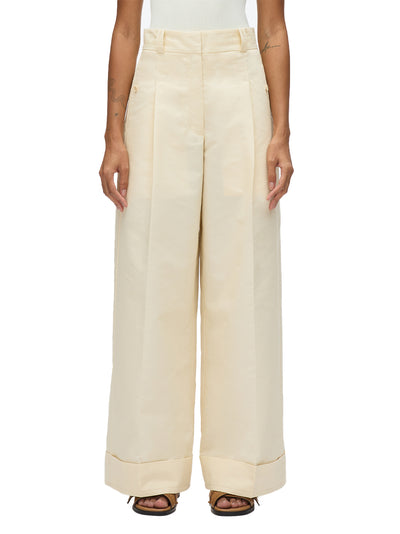 Pleated Wide Leg Trouser (Gardenia)