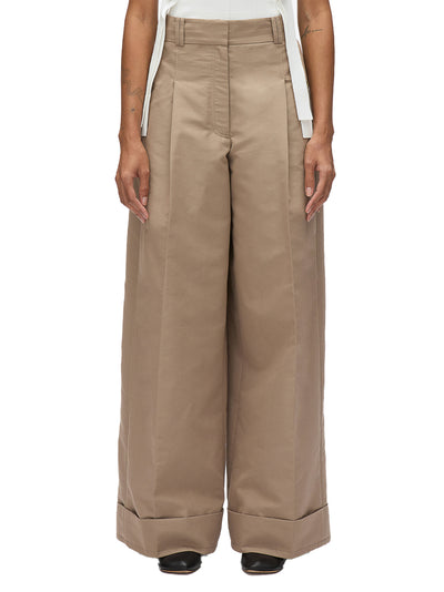 Pleated Wide Leg Trouser (Stone Grey)