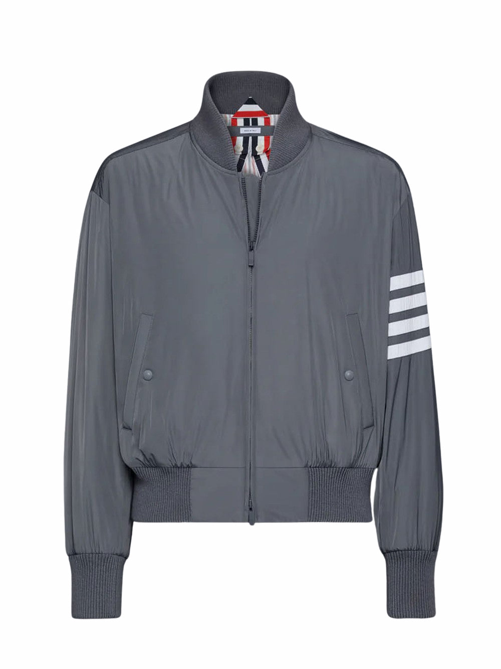 Poly Twill 4-Bar Oversized Blouson Jacket (Medium Grey)