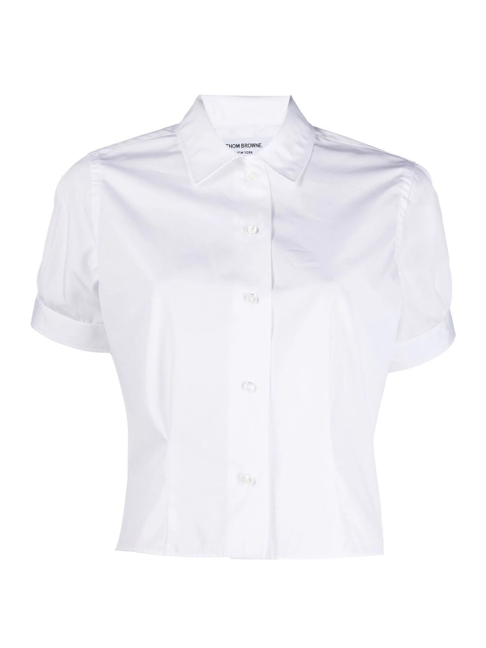 Poplin Short Sleeve Tucked Blouse (White)