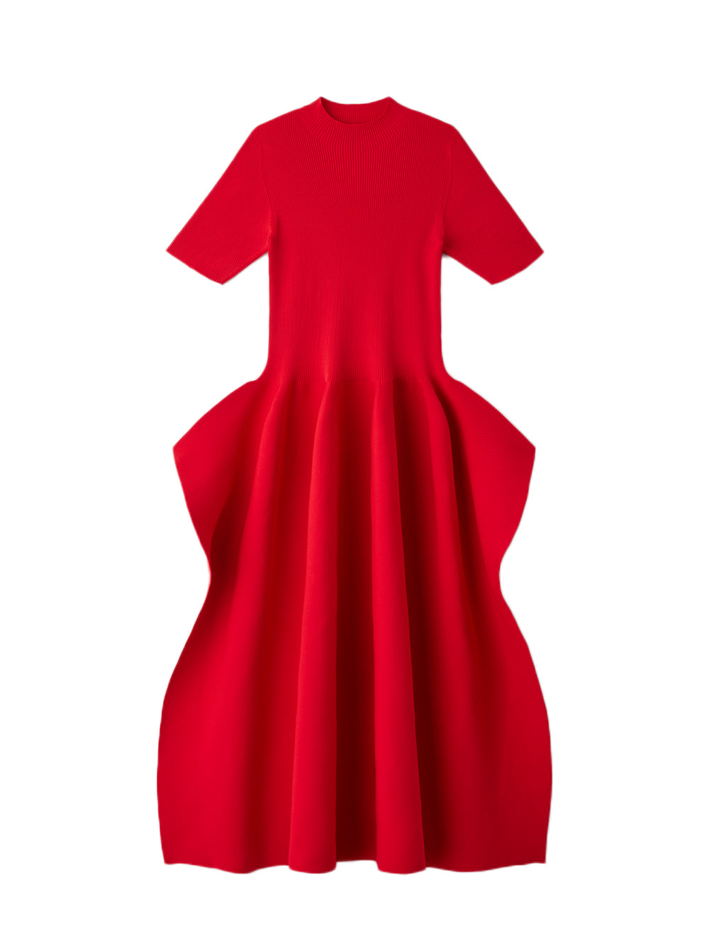 Pottery Crease Short Sleeve Dress (Poppy Red)