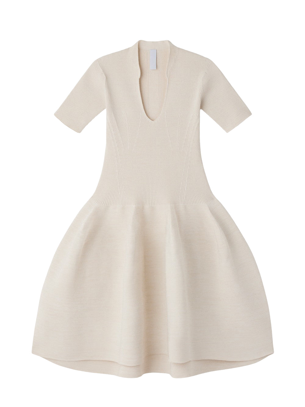 Pottery Hs Glitter Stand-Up Collar Short Sleeve Mini Dress (White-Gold)