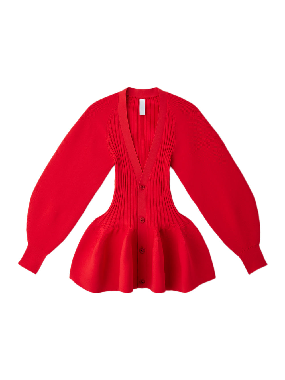 Pottery Puff Sleeve Cardigan (Poppy Red)