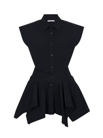 Pre-Styled Cotton Shirtdress (Black)