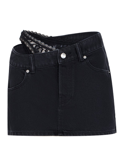 Pre-Styled Denim Skirt (Washed Black)