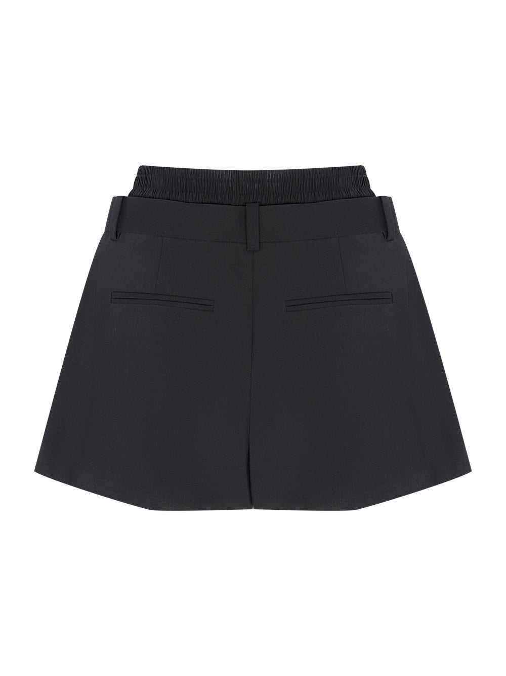 Pre-Styled Pleated Short with Boxer Waistband (Black)
