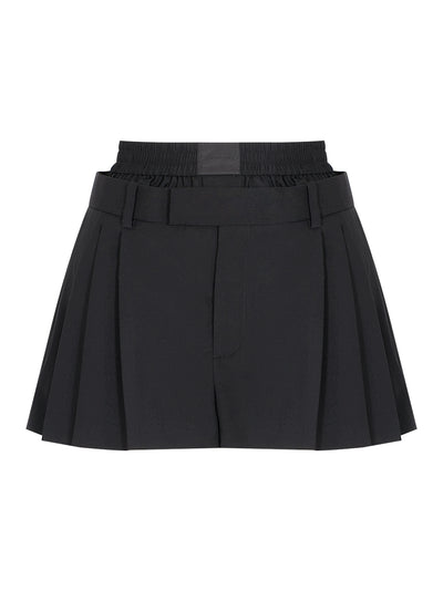 Pre-Styled Pleated Short with Boxer Waistband (Black)