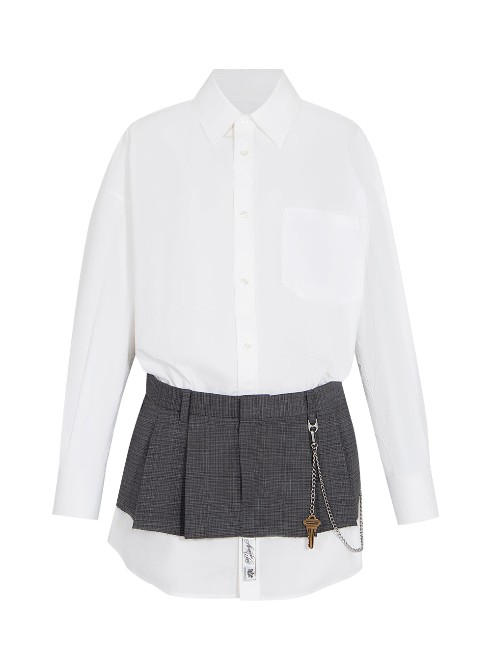 Pre-Styled Shirtdress (White/Dark Grey)