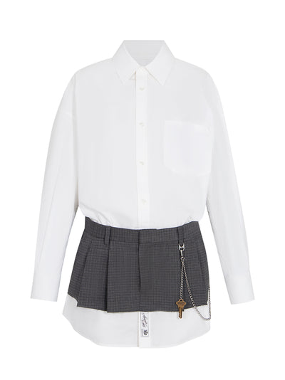 Pre-Styled Shirtdress (White/Dark Grey)