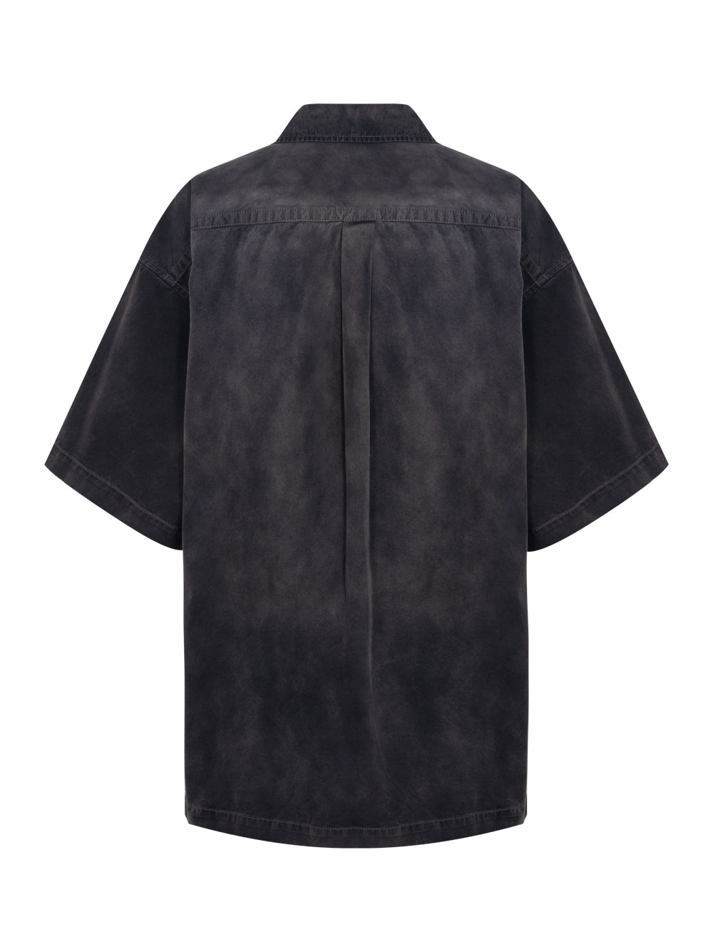 Pre-Styled Short Sleeve Minidress in Cotton (Washed Black Pearl)
