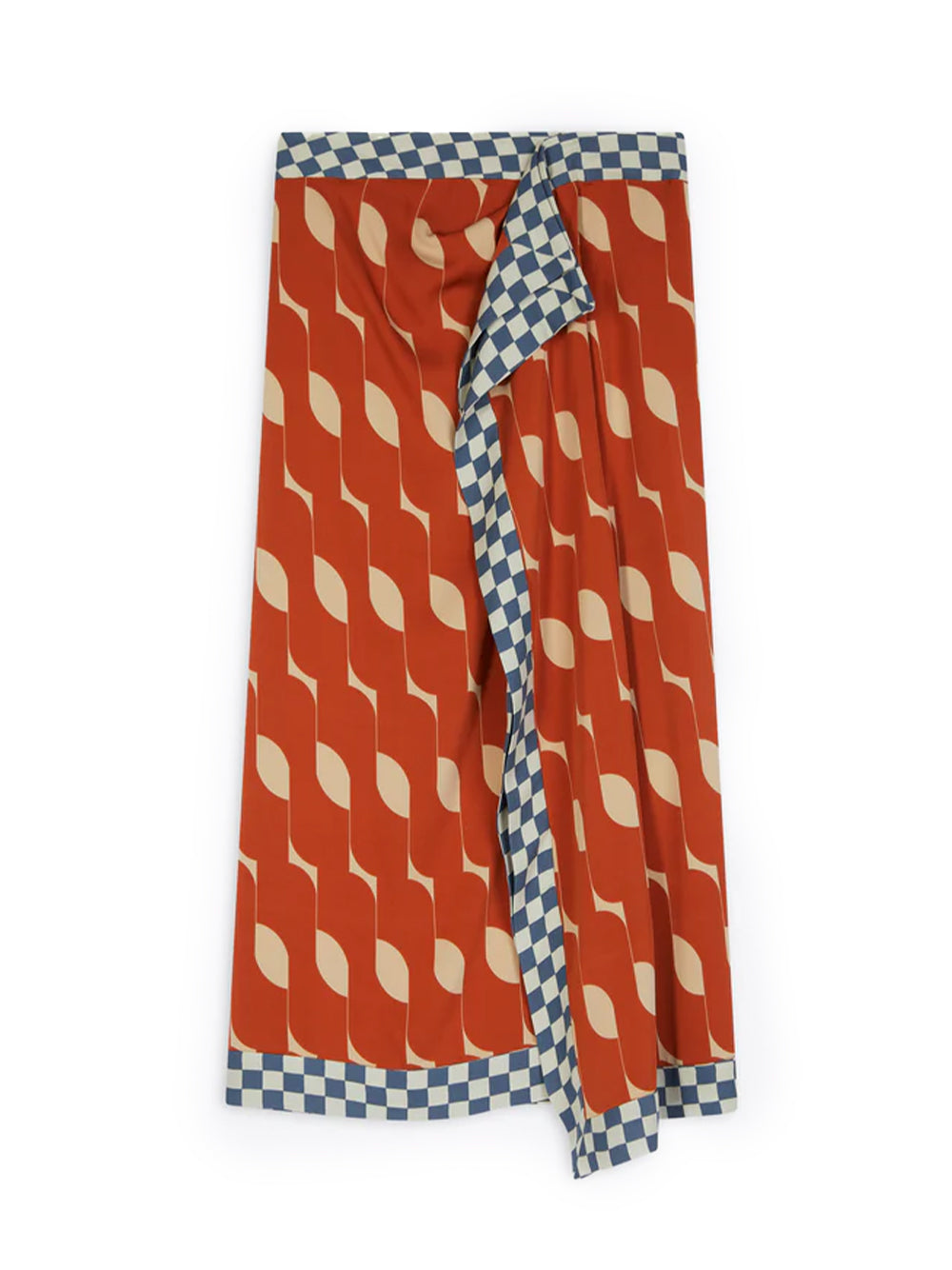 Printed Draped Skirt (Rust)
