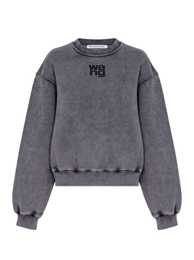 Puff Logo Sweatshirt In Structured Terry (Washed Granite)