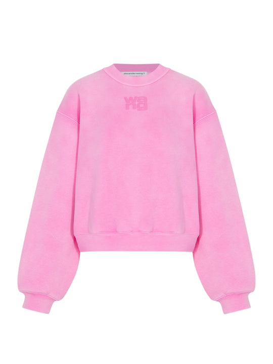Puff Logo Sweatshirt In Structured Terry (Washed Lotus)