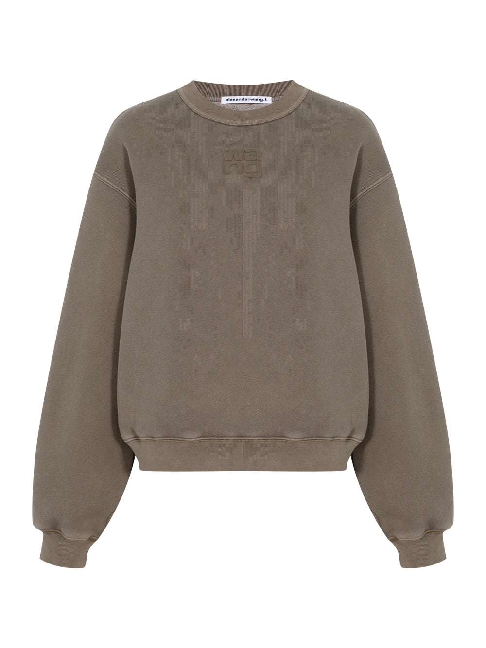 Puff Logo Sweatshirt In Structured Terry (Washed Walnut)