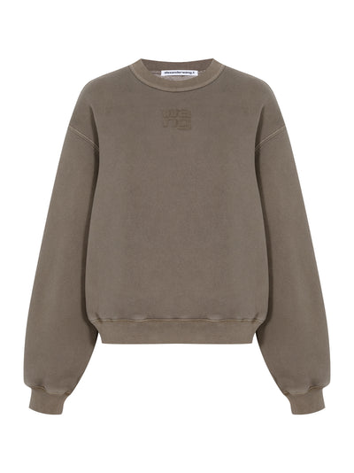 Puff Logo Sweatshirt In Structured Terry (Washed Walnut)