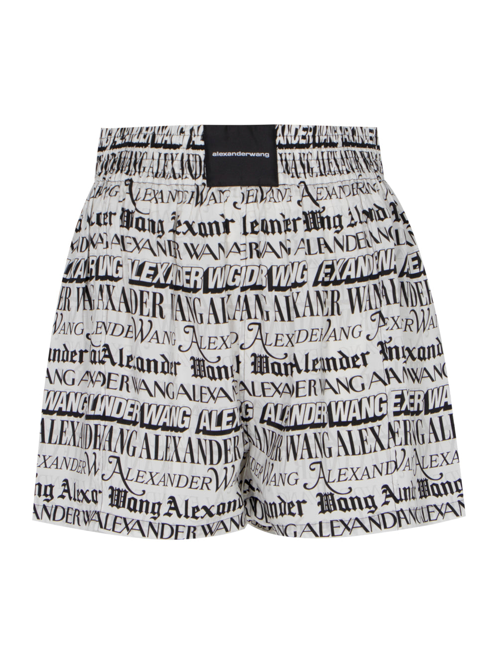 Pull On Boxer Short W/ Newspaper Print (White/Black)