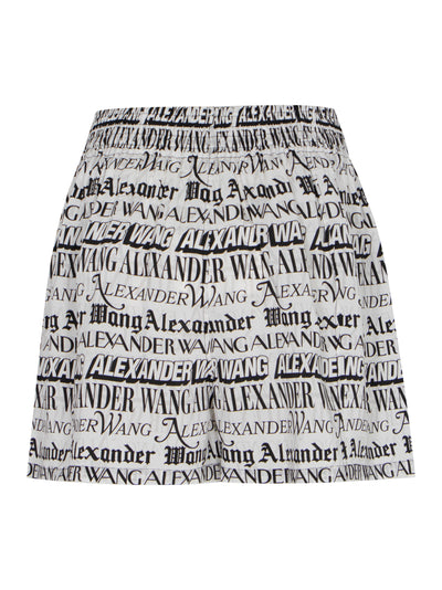 Pull On Boxer Short W/ Newspaper Print (White/Black)