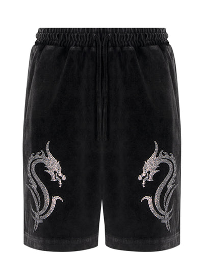 Pull On Boxer Shorts W/ Crystal Dragon Hotfix (Washed Pepper)