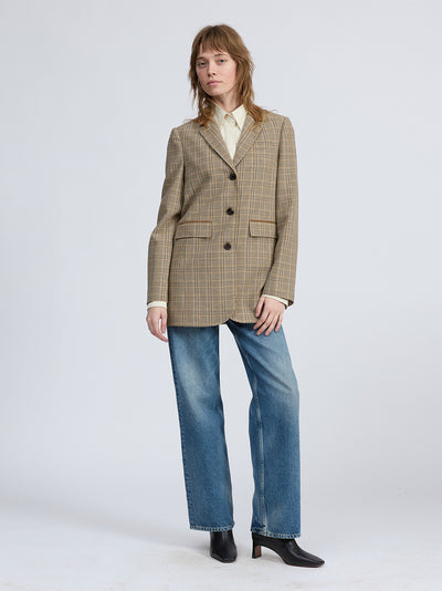 Evia Plaid Blazer (Tan Multi)