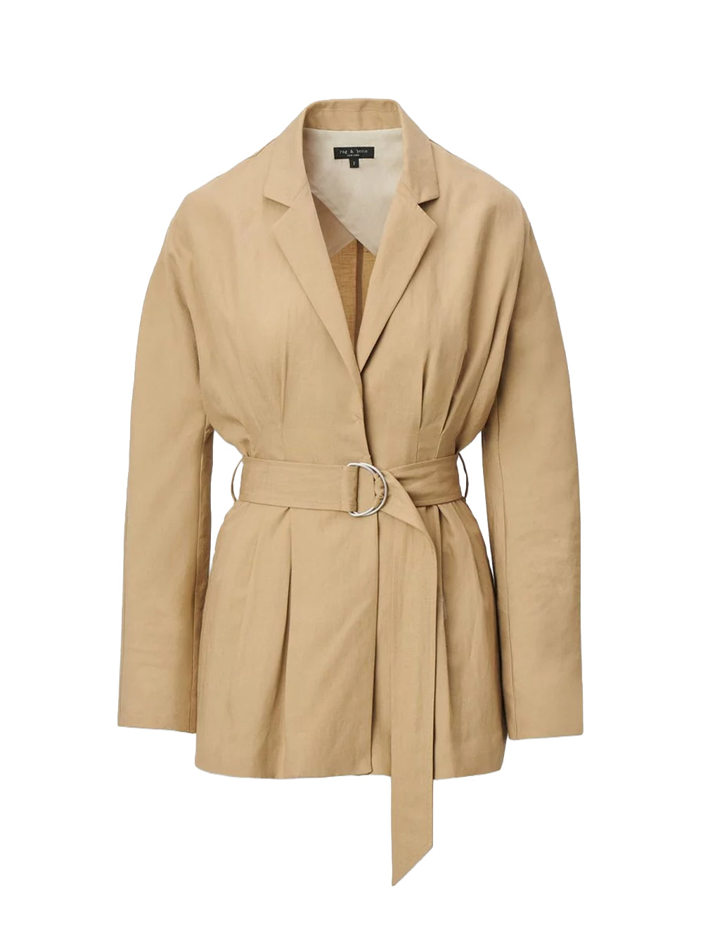 Mandi Linen Belted Blazer (Tan)