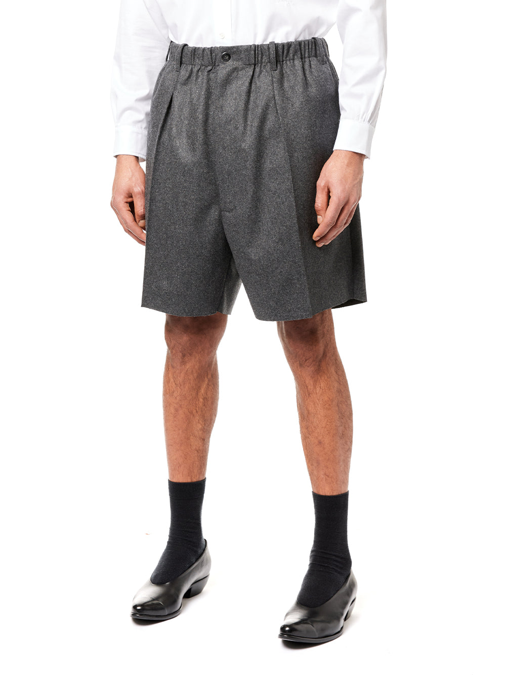 Men Worker Low Crotch Shorts Woven Dark Grey