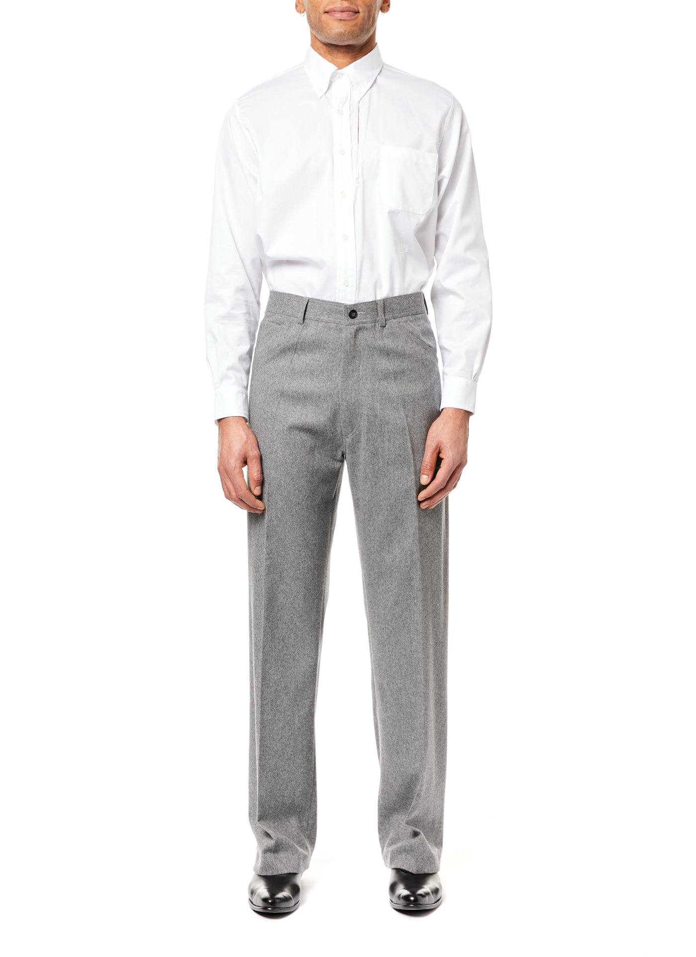 High Waisted Flannel Pants (Dark Grey)