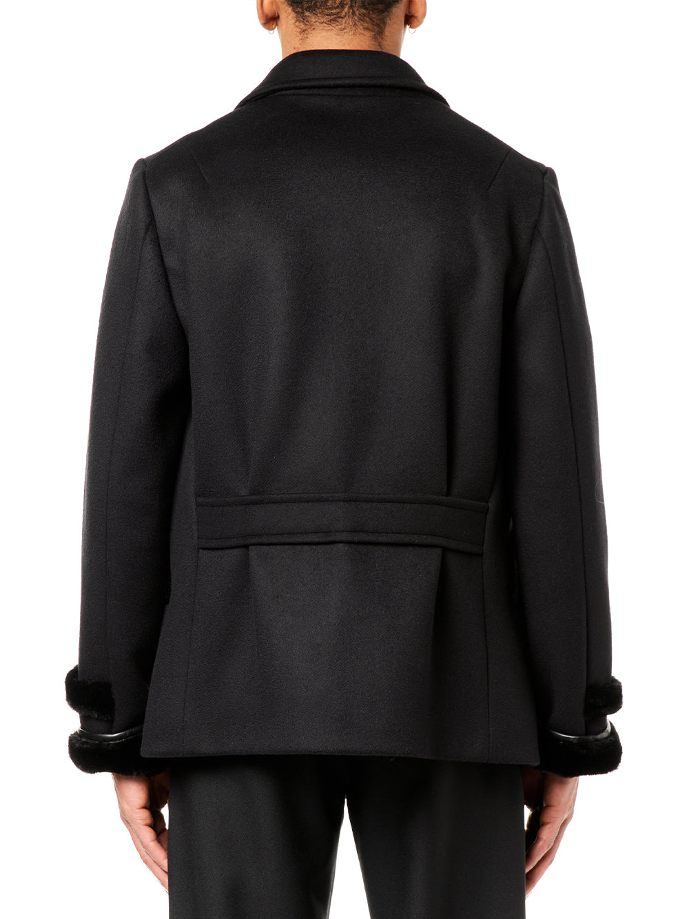 Wool & Faux-Fur Peacoat (Black)