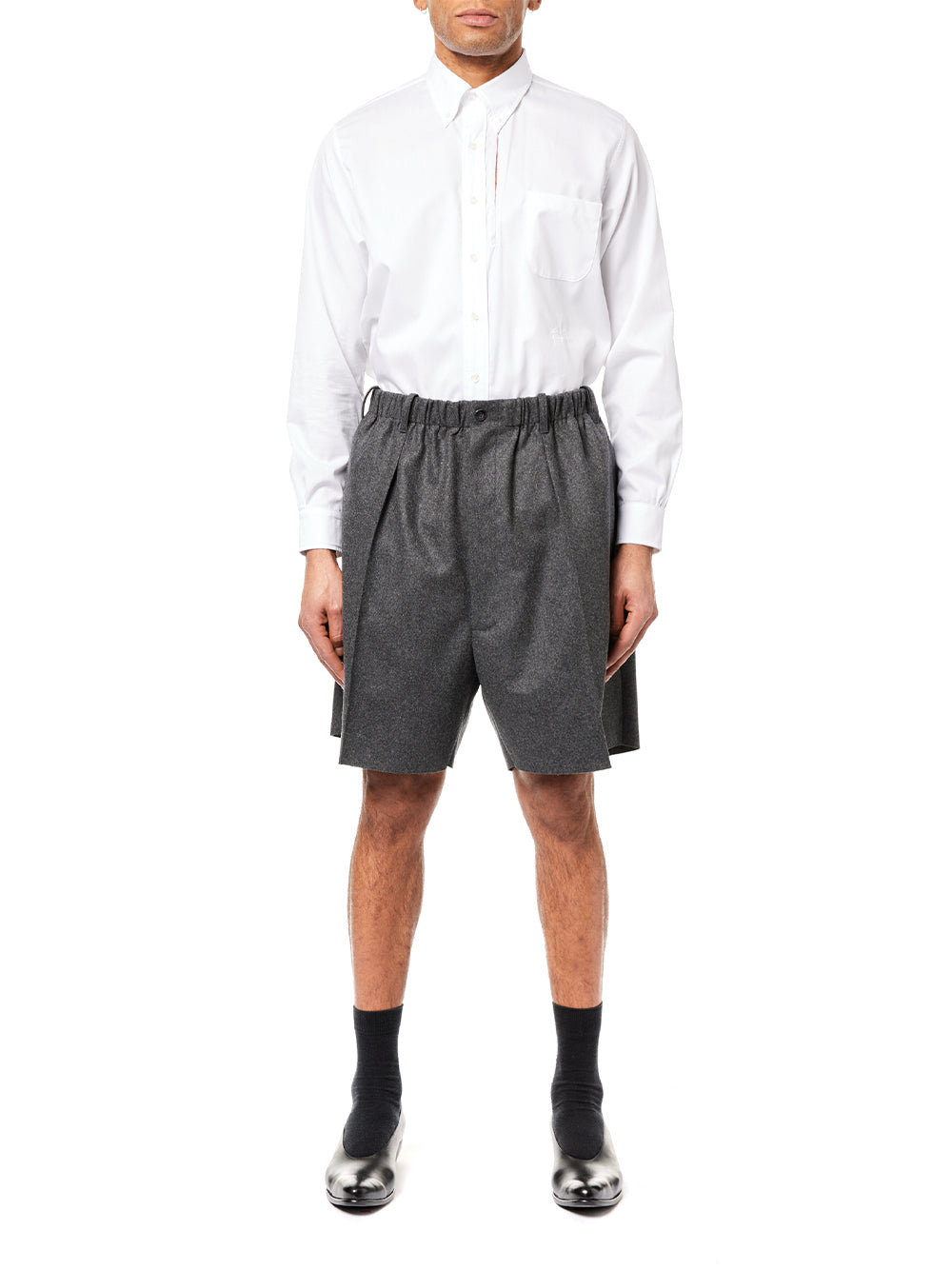 Worker Low Crotch Shorts Woven (Dark Grey)