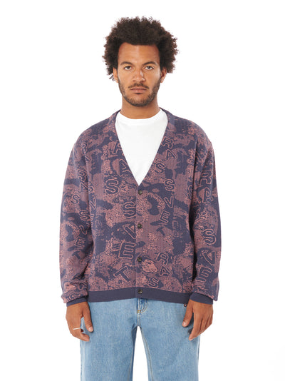 Men Roses Cardigan Knit (Navy)