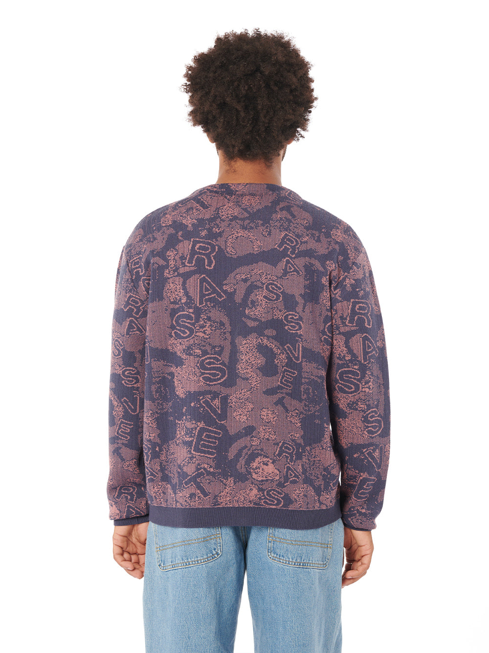 Men Roses Cardigan Knit (Navy)