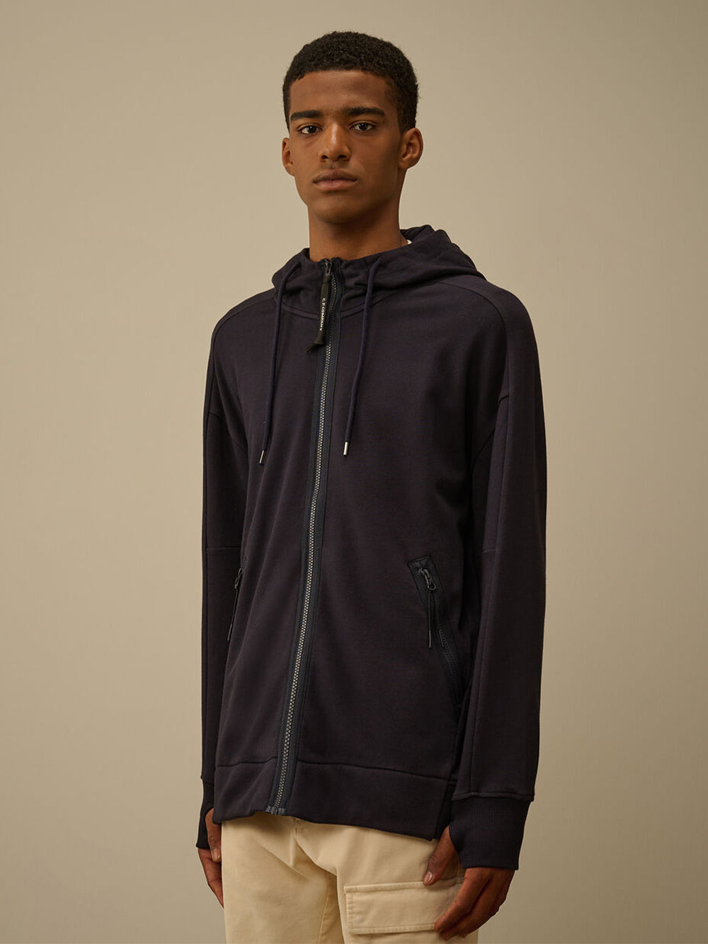 Sweatshirts Hooded Open In Diagonal Raised Fleece Total Eclipse