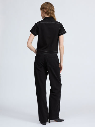 Irina Ctrst Stitch Polo Black