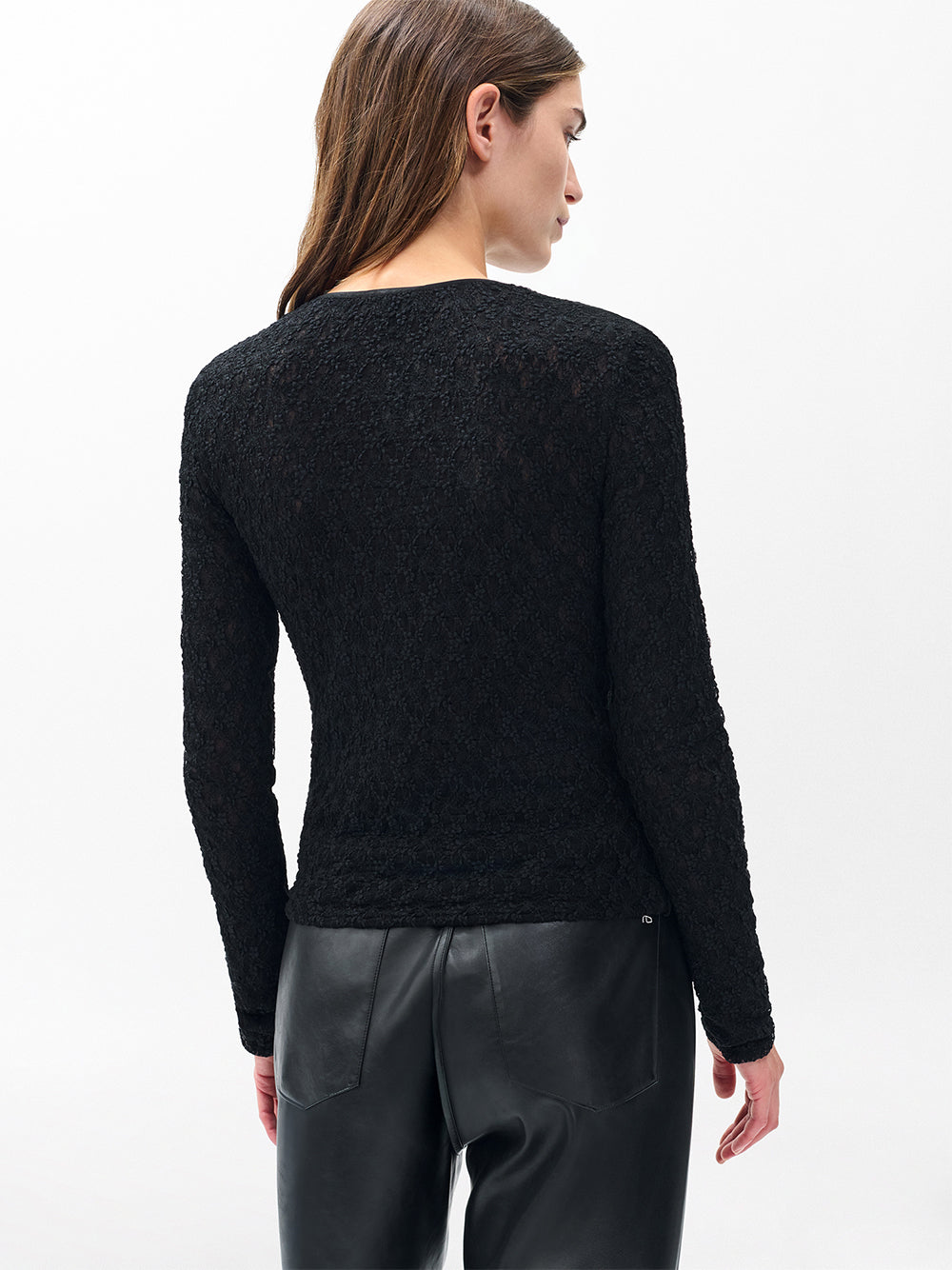Ellie Lace Ls Tee Black