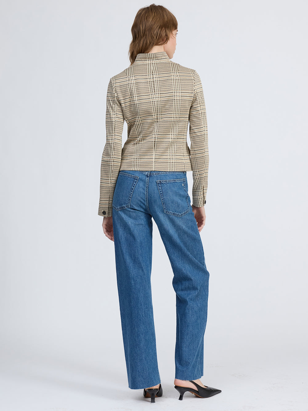Slade Cropped Ponte Blazer Tan Multi