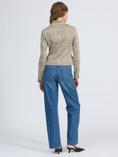 Slade Cropped Ponte Blazer Tan Multi